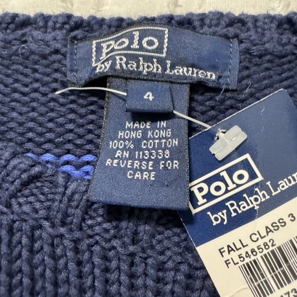 Vintage Polo Ralph Lauren Boys Striped Navy Sweater Size 4T With Tags - Picture 3 of 10